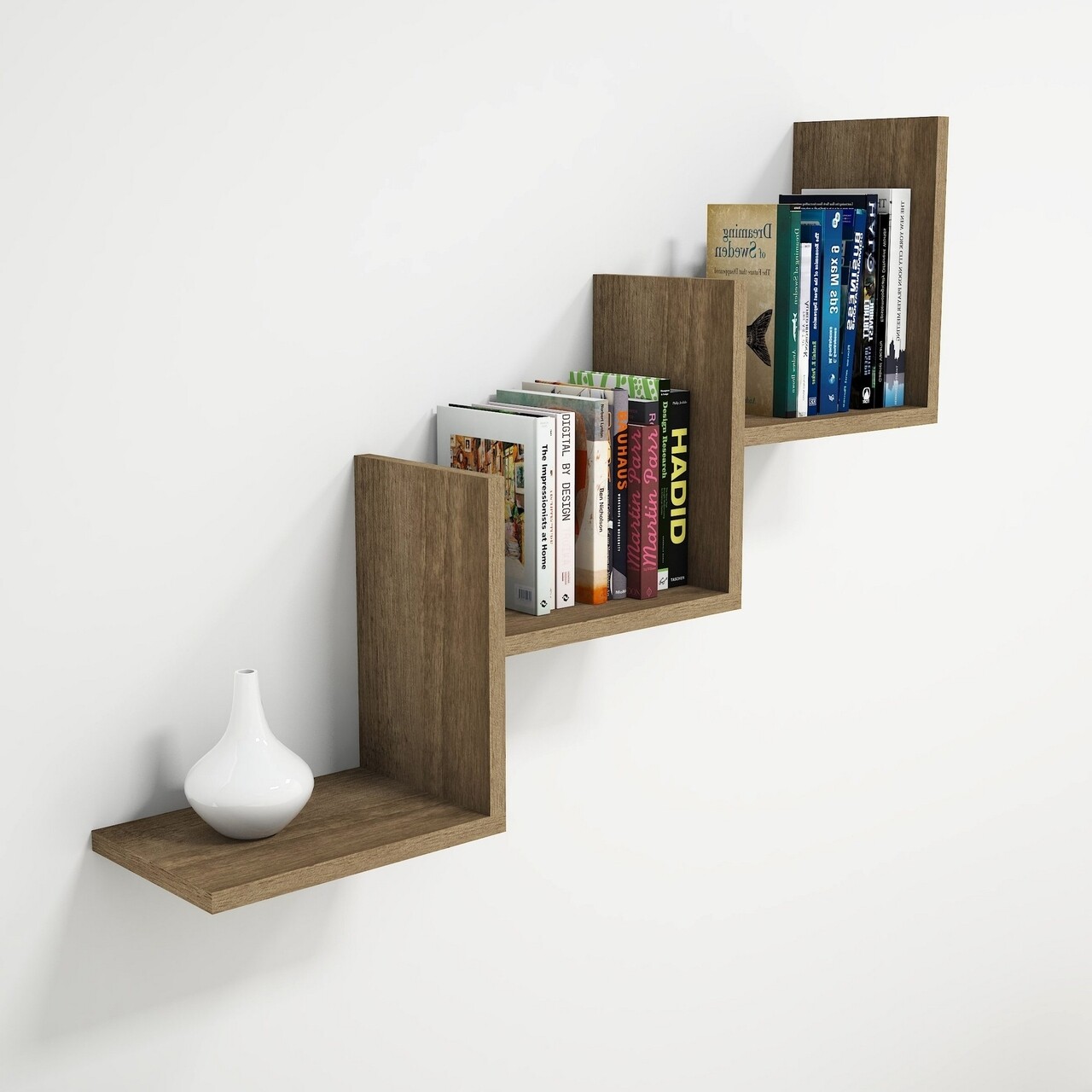 Raft pentru perete Mist, Puqa Design, 60x20x90 cm, maro - imagine 5